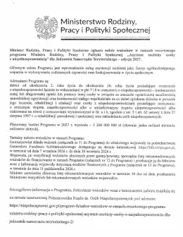 Nabór wniosków do programu asystenta osobistego osoby z niepełnosprawnością na rok 2027