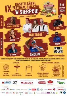 IX Kasztelański Festiwal Smaków odbędzie się 8-9 sierpnia 2026 na Osiedlu Paderewskiego w Sierpcu