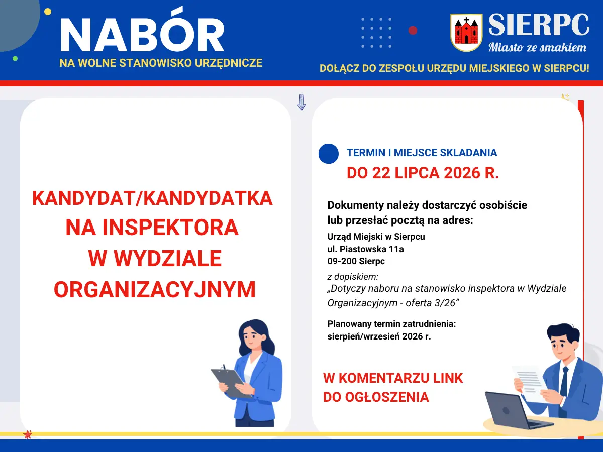Rekrutacja na stanowisko w Urzędzie Miejskim w Sierpcu