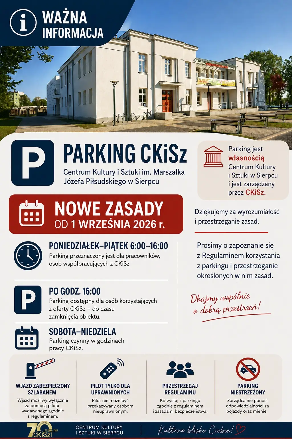 Zmiany w regulaminie parkingu Centrum